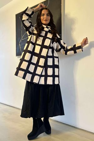 Cori Longline Jacket Grid